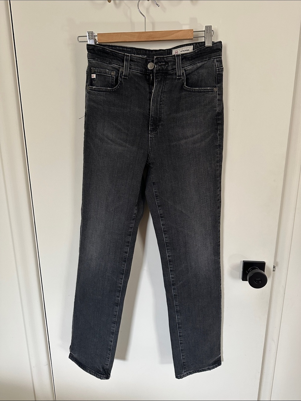 AG Adriano Goldschmied Straight Leg Jeans in Washed Black